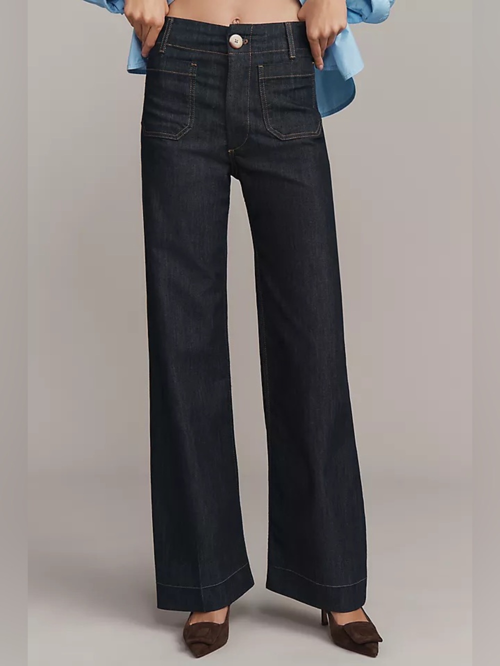 Anthropologie Maeve The Colette Dark Blue Wide-Leg Jeans- NWT